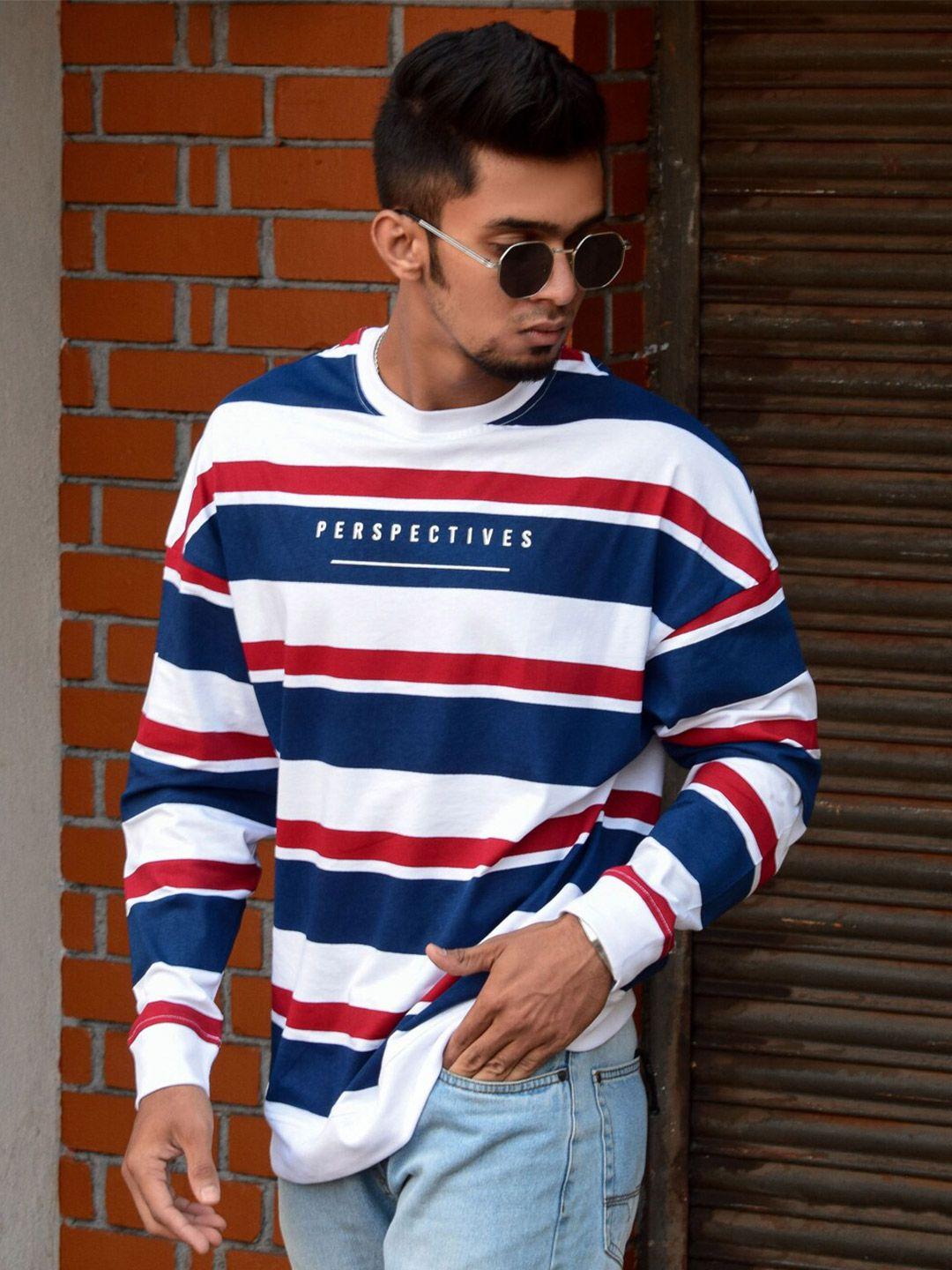 powerlook horizontal striped loose cotton t-shirt