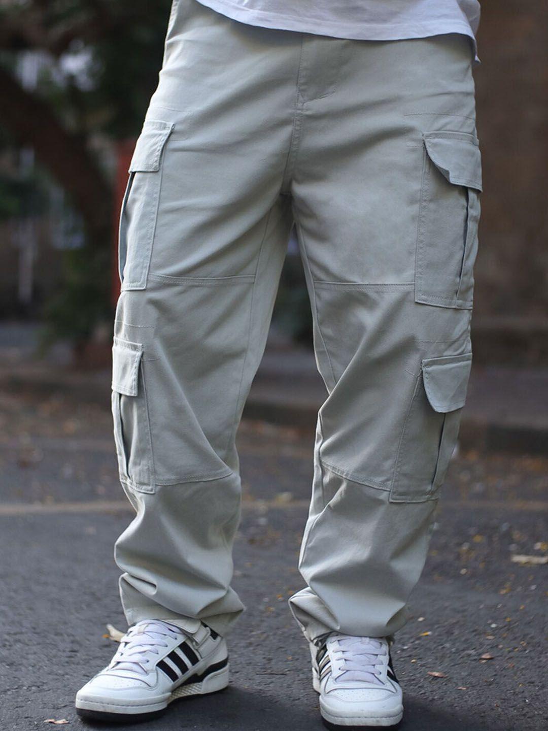powerlook men grey loose fit chinos trousers