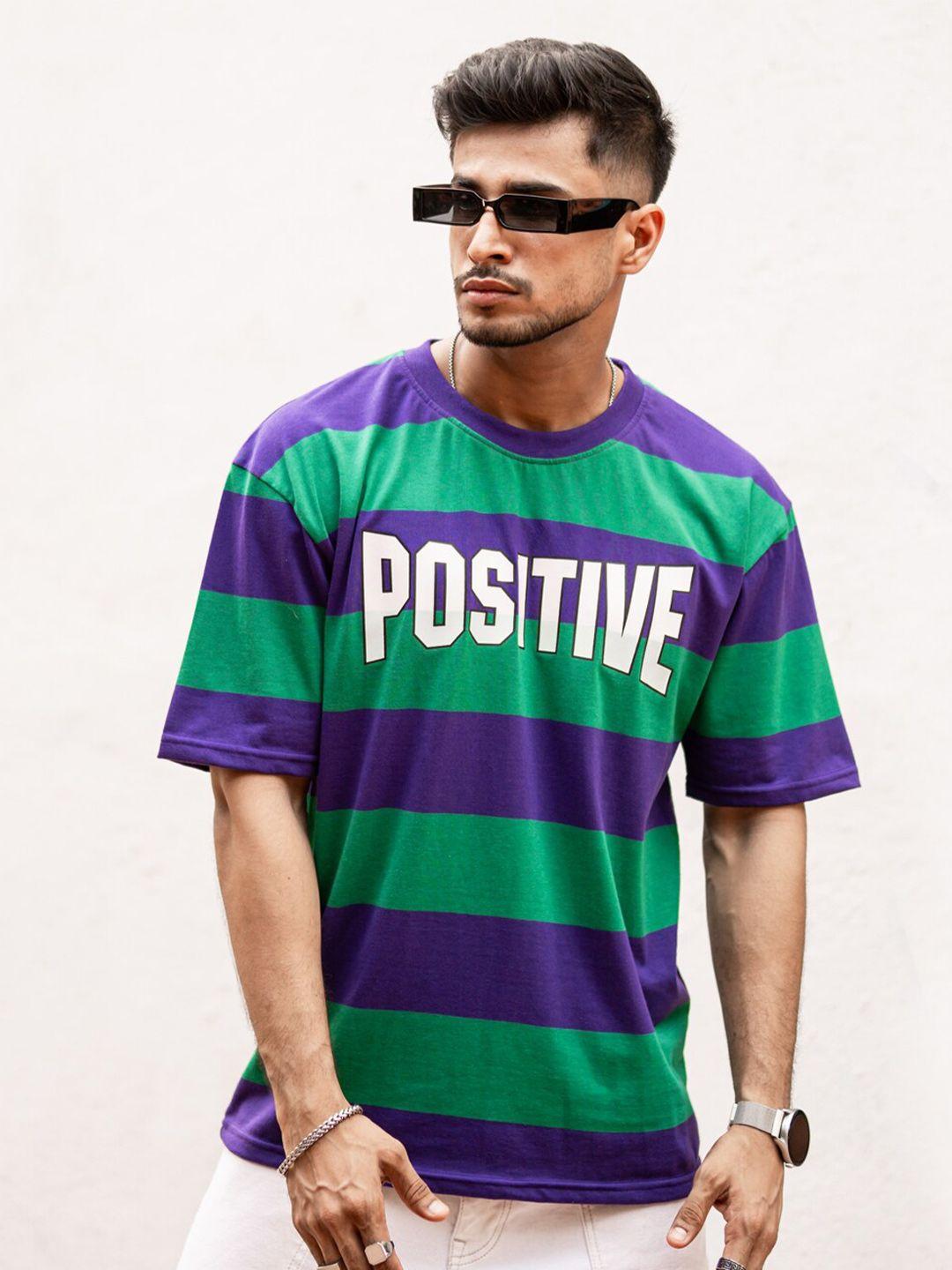 powerlook typography striped drop shoulder t-shirt