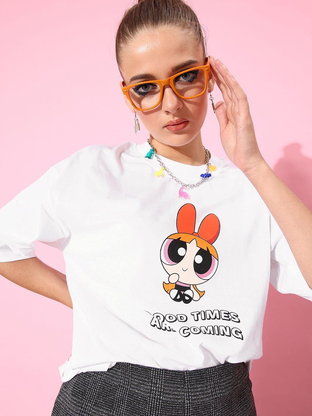 powerpuff girls by kook n keech classic white joyful conversation oversized tshirt