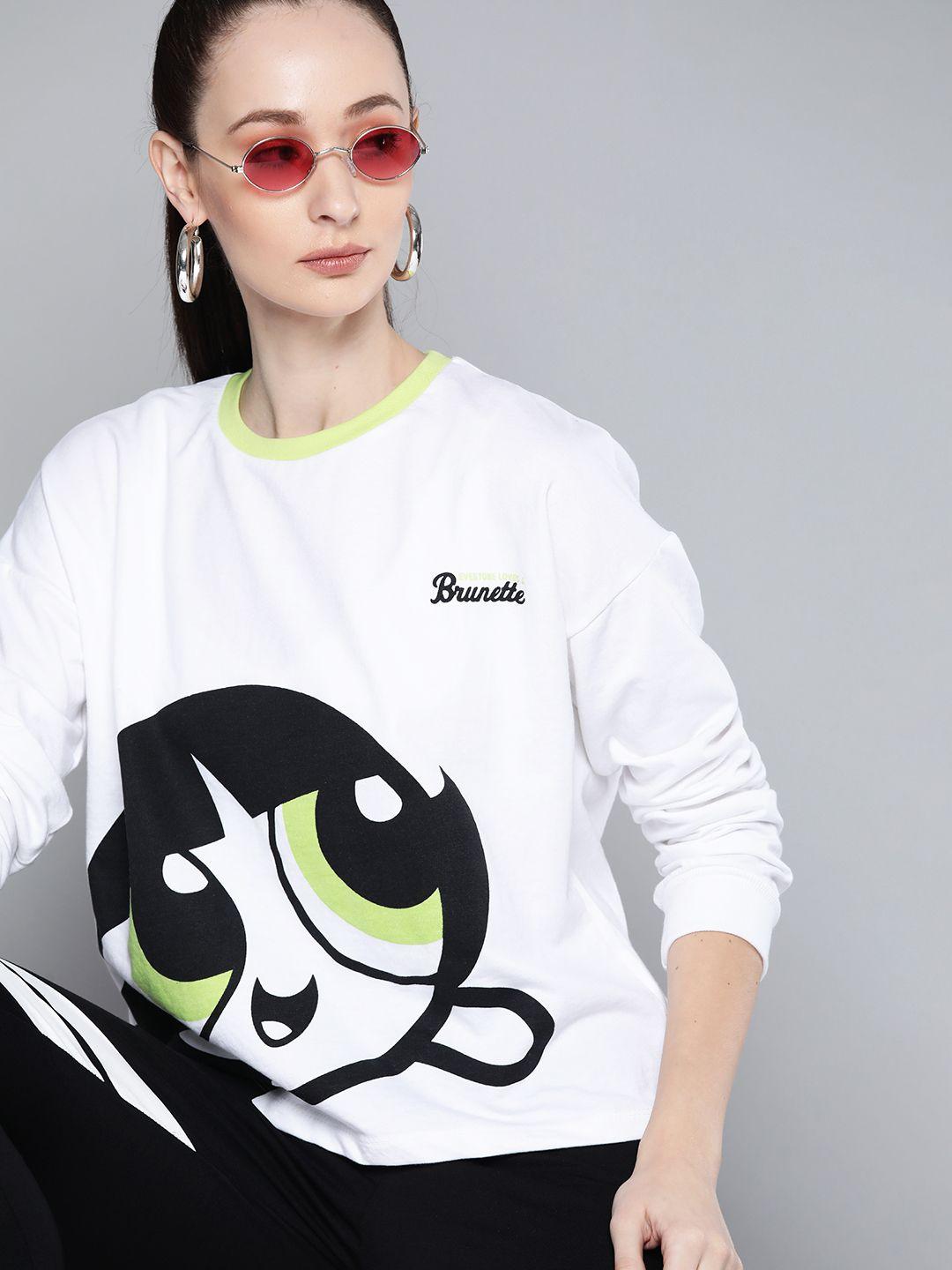 powerpuff girls by kook n keech women white powerpuff girls printed sweatshirt