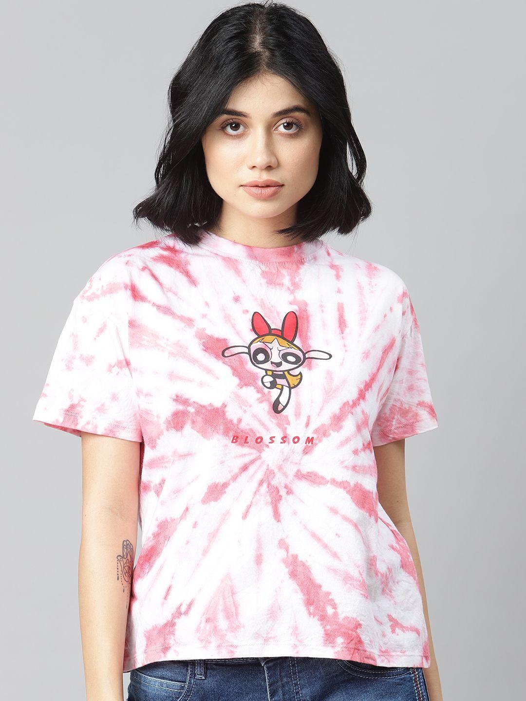 powerpuff girls by kook n keech women white pure cotton dyed round neck t-shirt