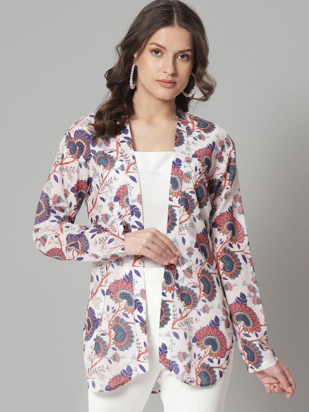 powersutra floral lightweight cotton open front jacket