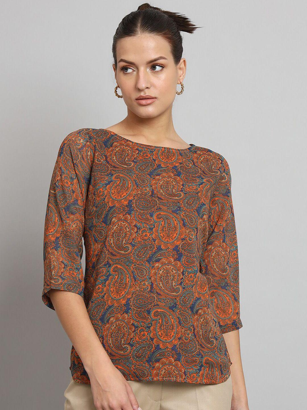 powersutra floral printed boat neck top