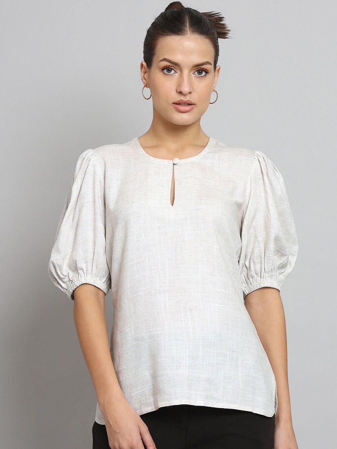 powersutra keyhole neck puff sleeves top