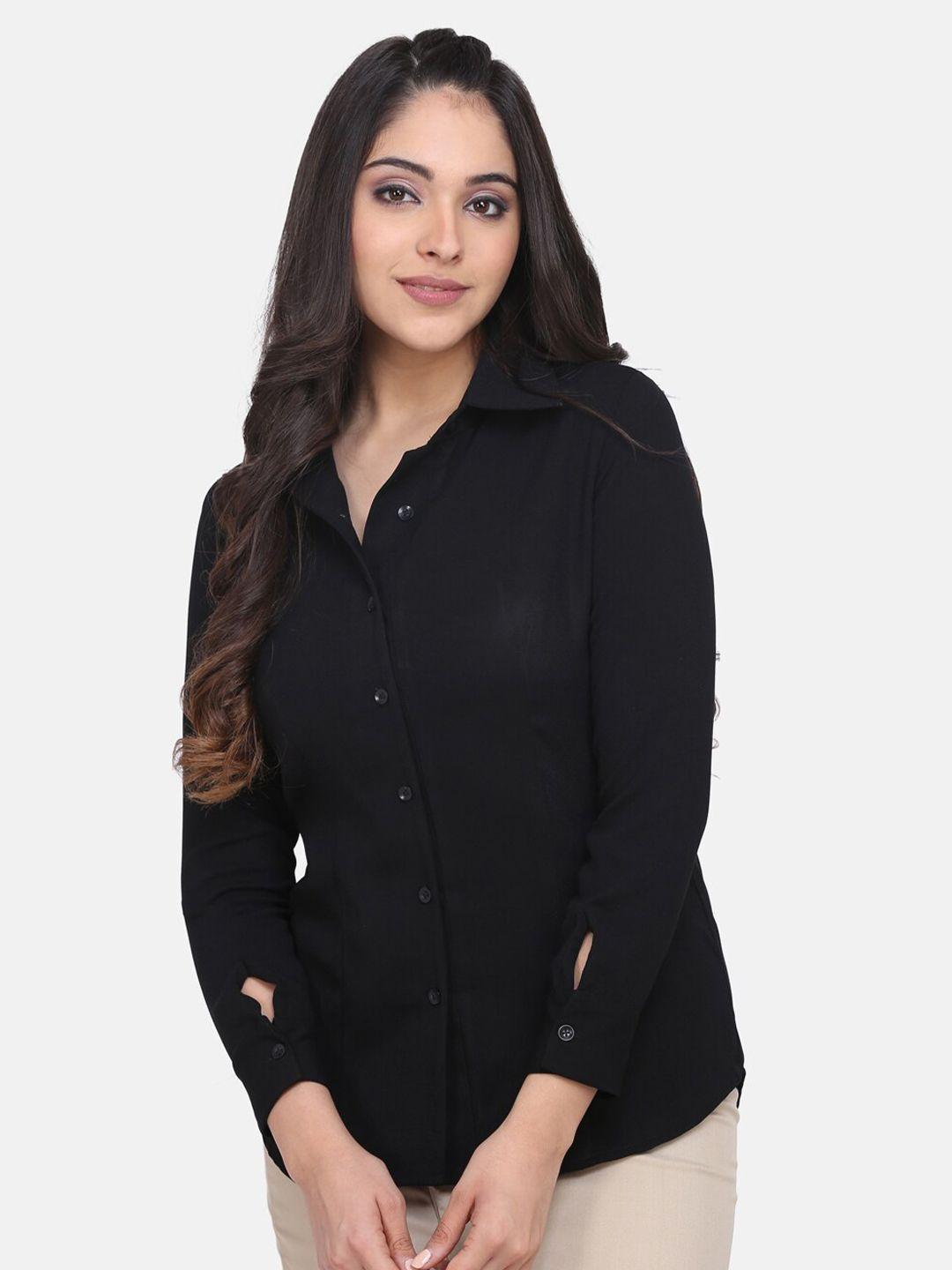 powersutra women black casual shirt