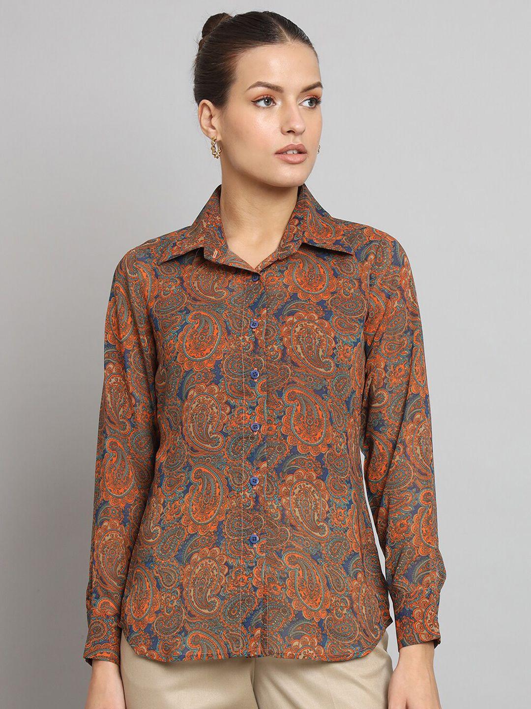 powersutra classic paisley printed wrinkle free georgette casual shirt