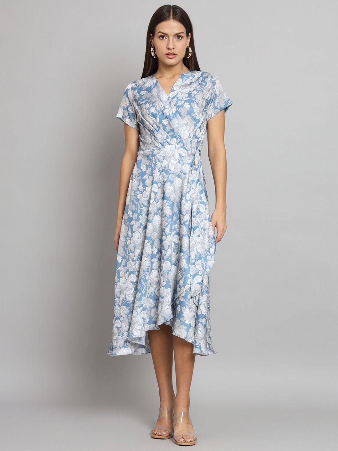 powersutra floral printed fit & flare wrap midi dress