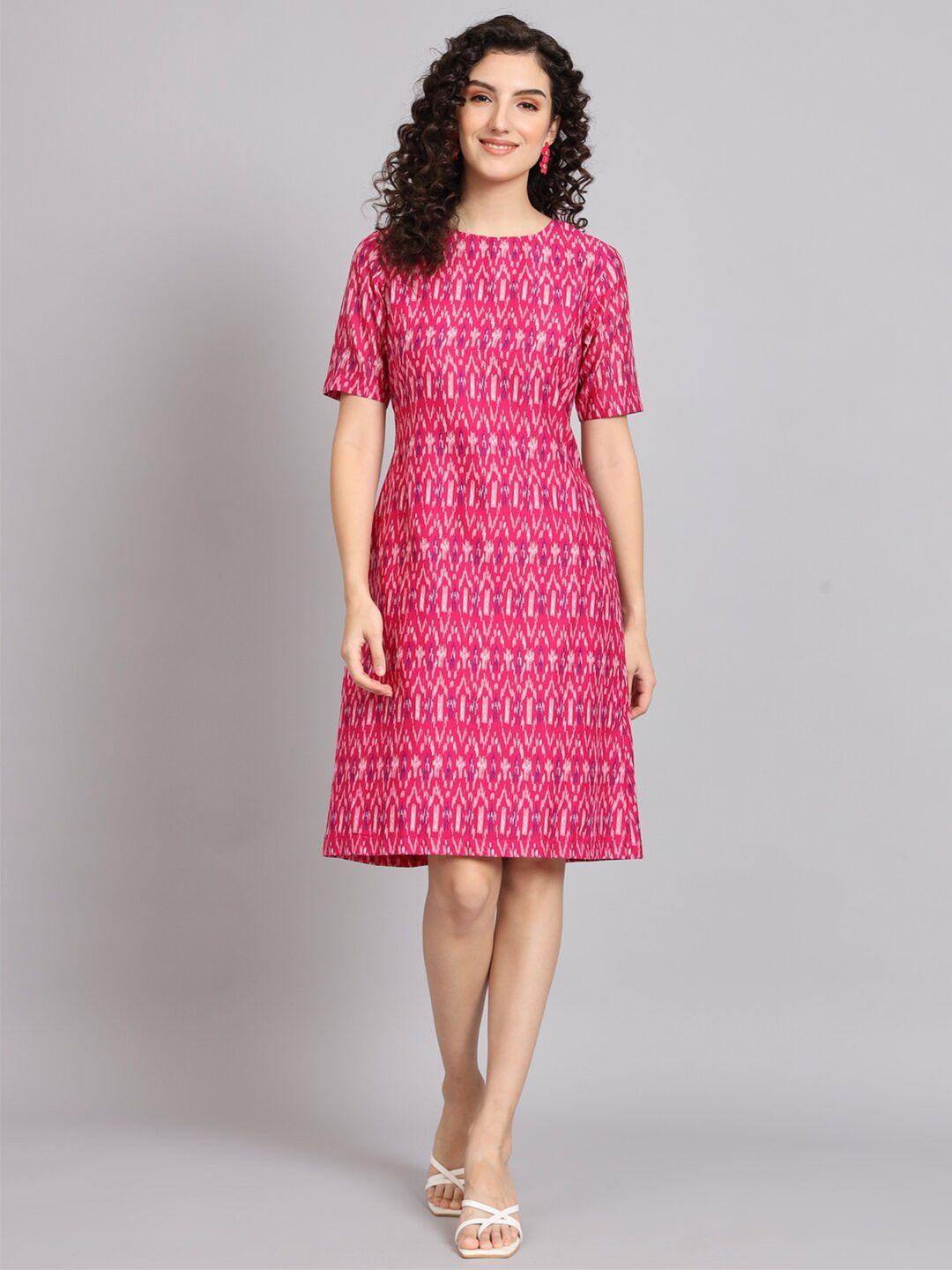powersutra pink print a-line dress