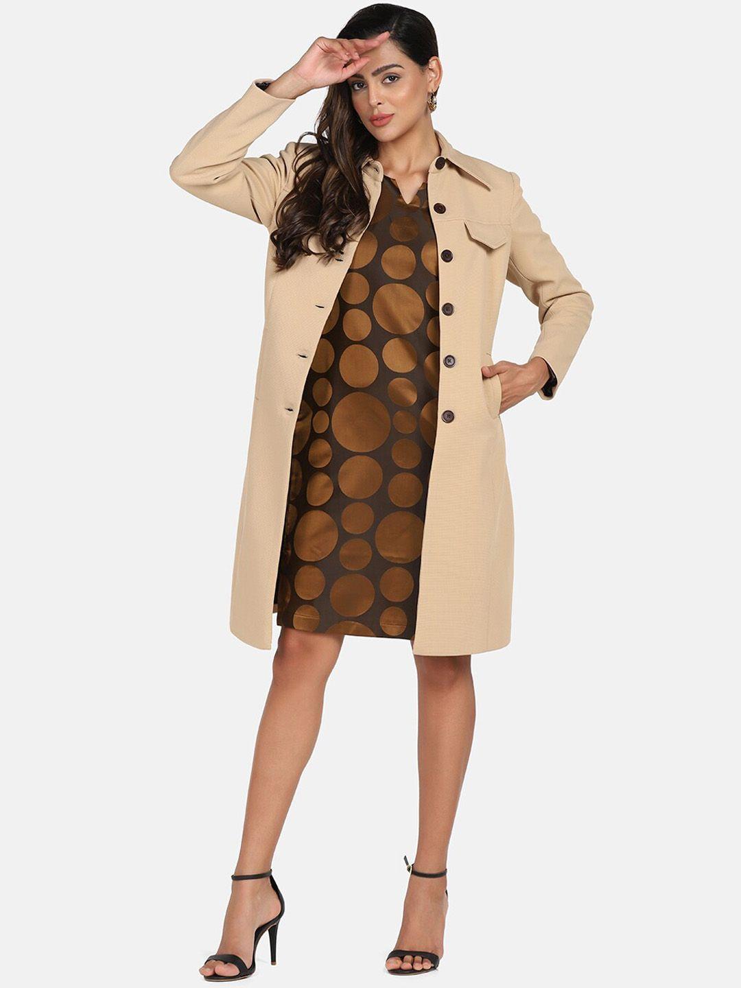 powersutra women beige solid overcoat