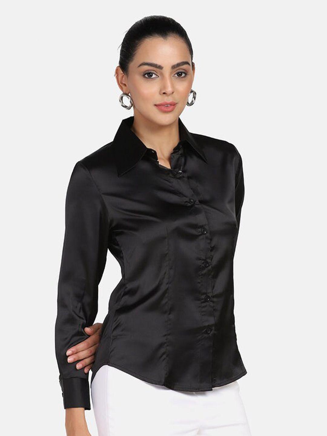 powersutra women black comfort casual shirt