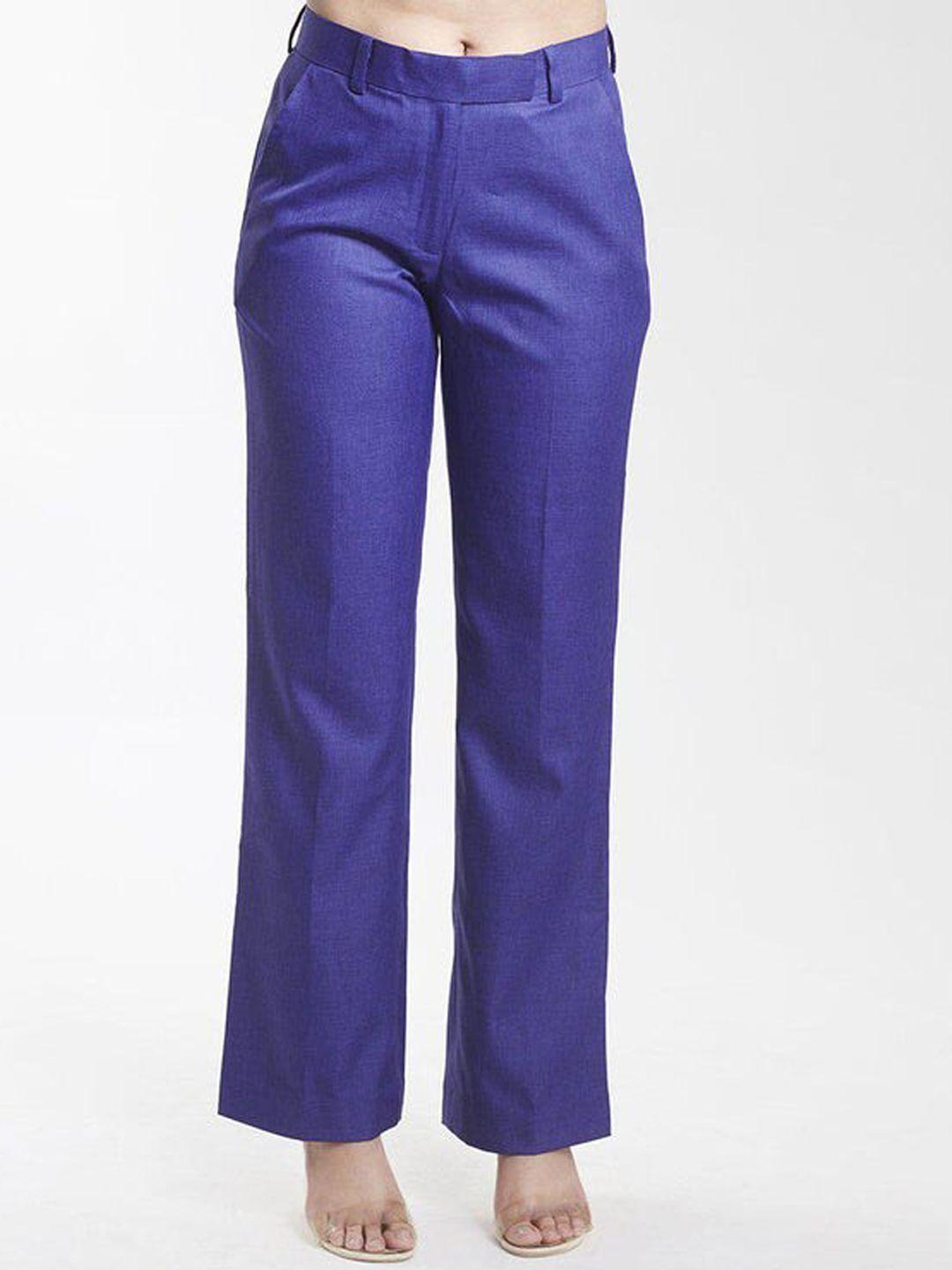 powersutra women blue cotton comfort trousers