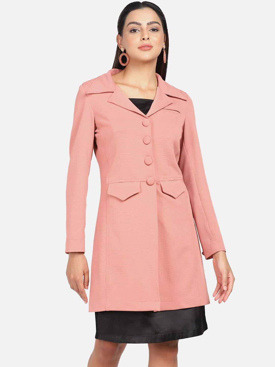 powersutra women peach-coloured longline tailored jacket