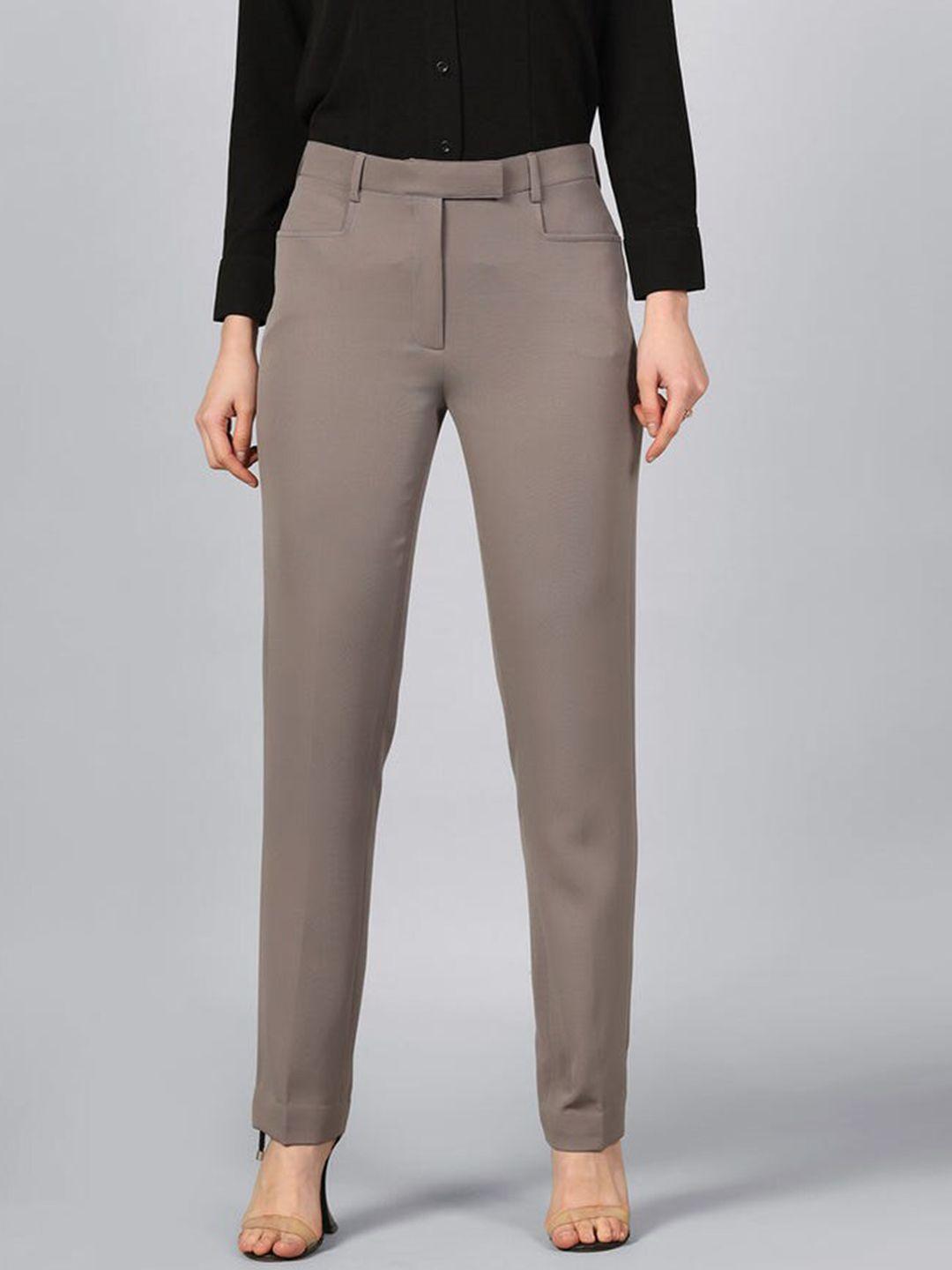 powersutra women relaxed fit mid rise formal trousers
