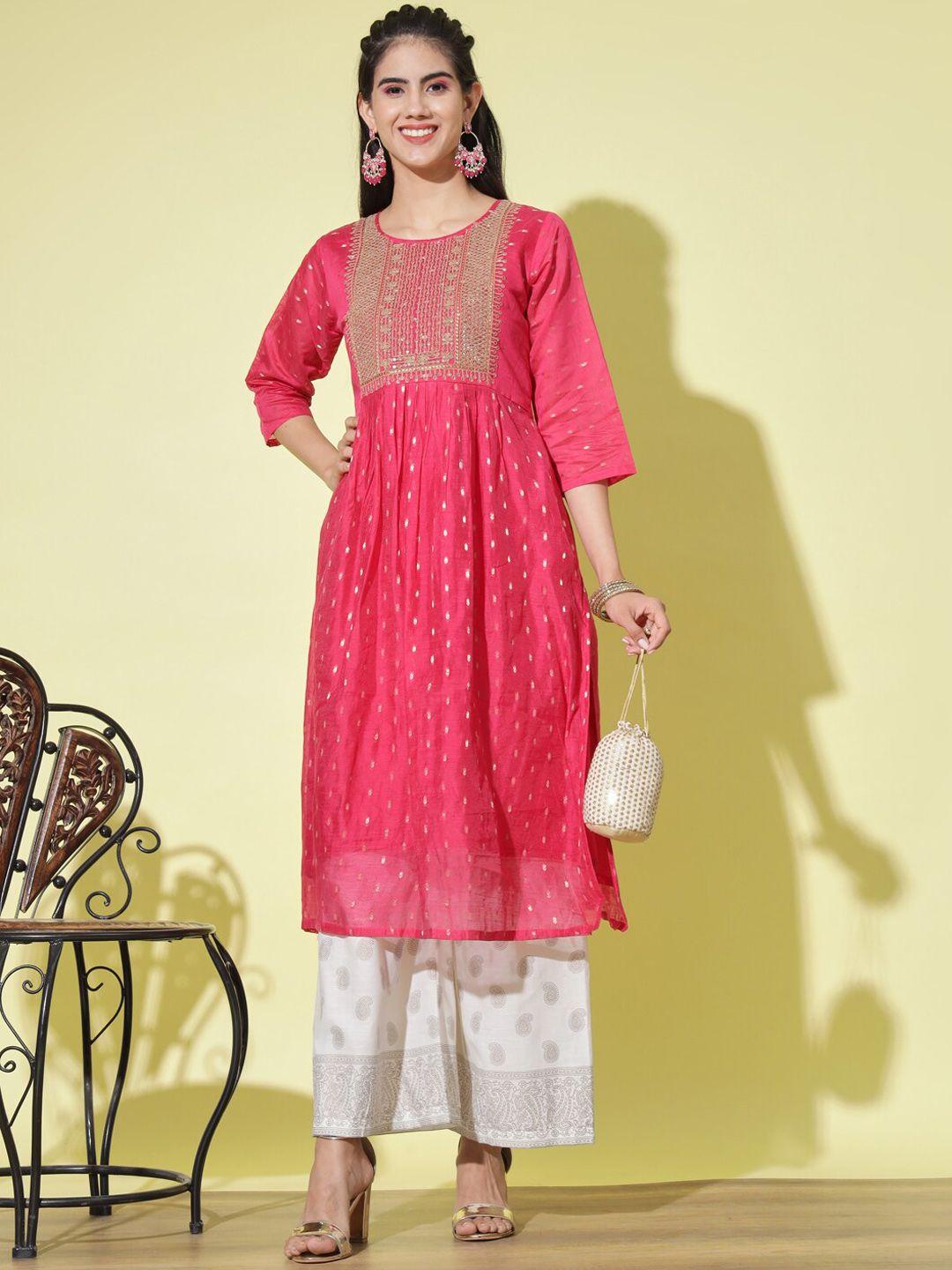 pptoss ethnic motifs printed modal a-line kurta