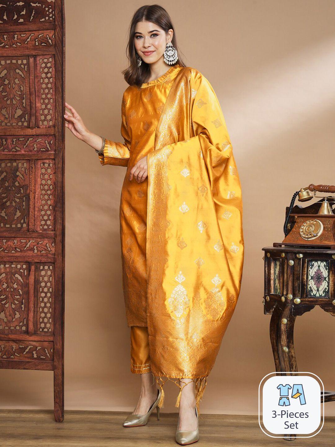 pptoss ethnic motifs woven design kurta with trousers & dupatta