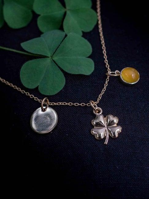 praavy 92.5 sterling silver clover necklace for women