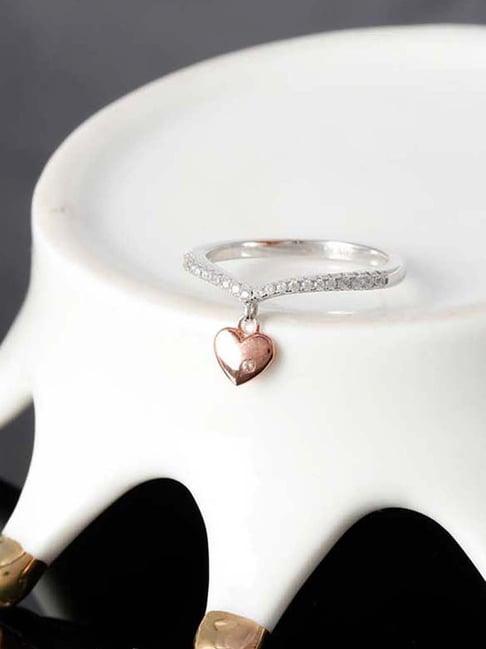 praavy 92.5 sterling silver dropping heart ring for women