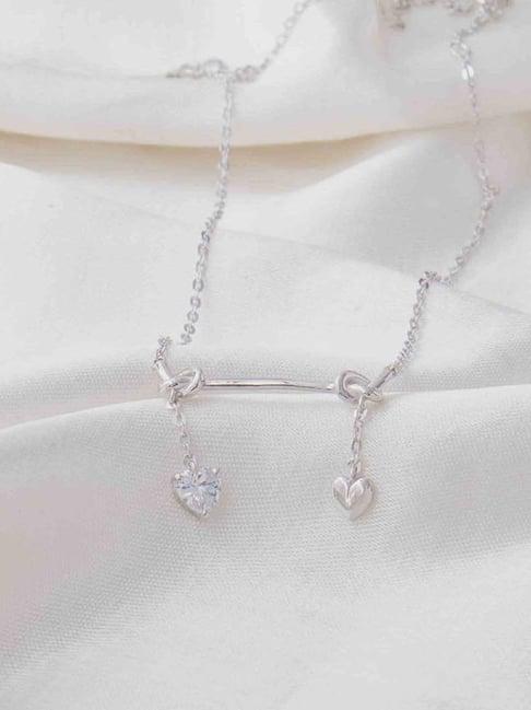 praavy 92.5 sterling silver imperfect balance heart necklace for women