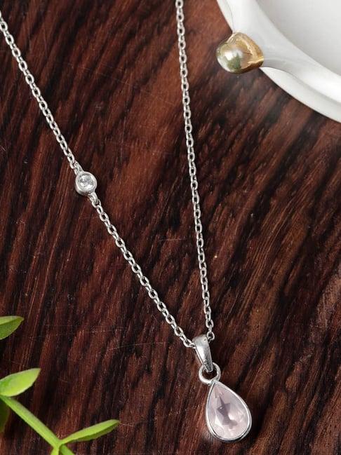 praavy pink teardrop 92.5 sterling silver necklace for women