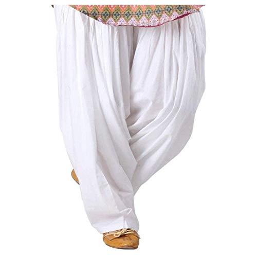 prabha creations - women's loose fit cotton semi patialas pant white size mediuem