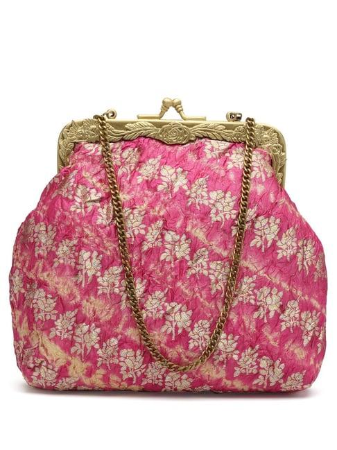 praccessorii pink printed small clutch