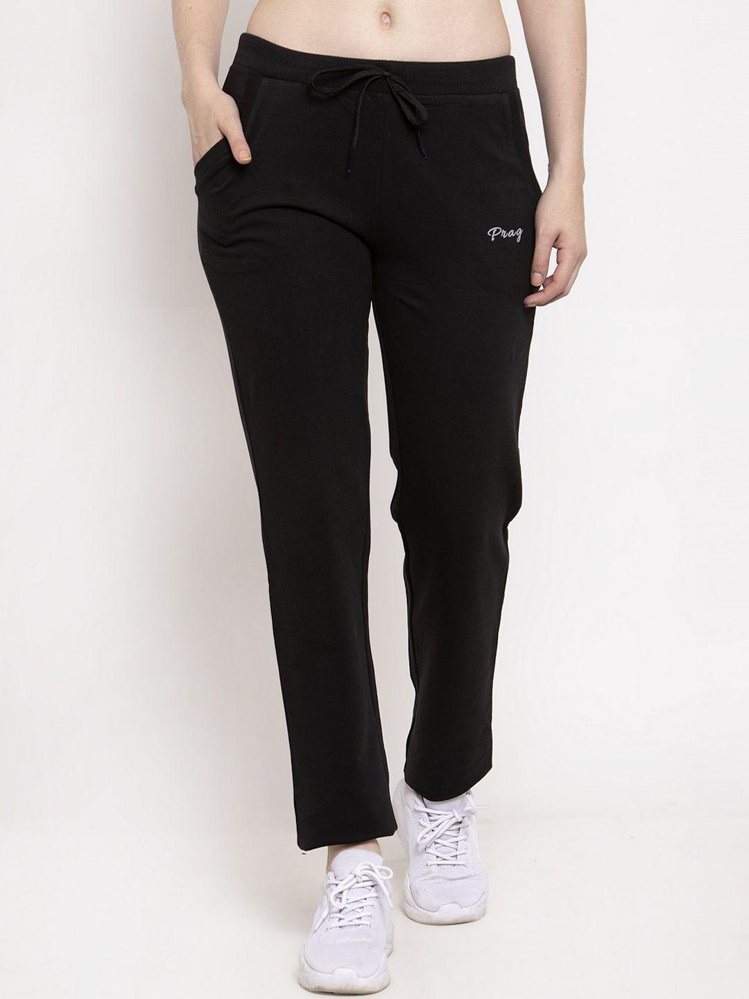 prag & co women black solid track pants