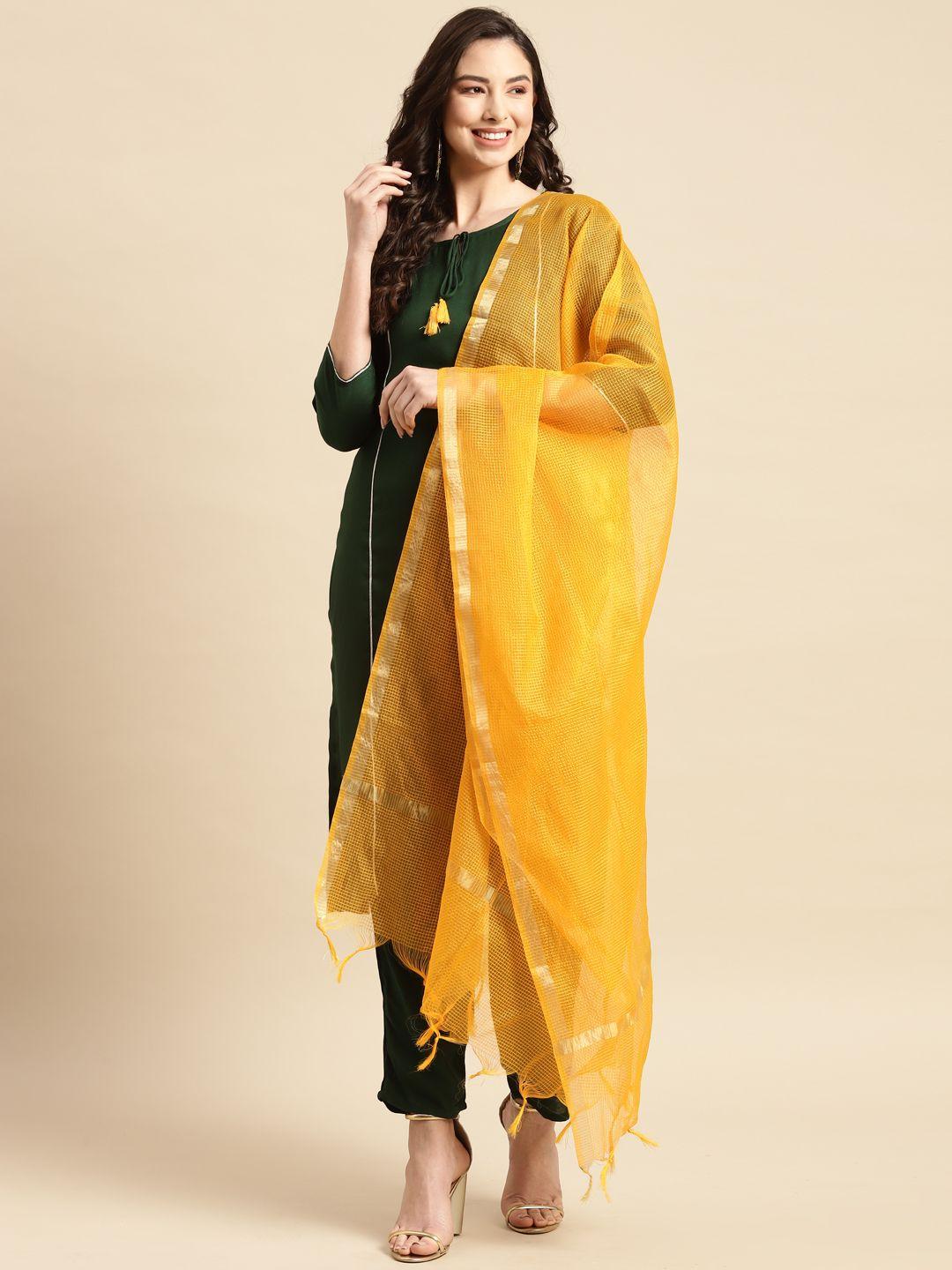 prakhya women green kurta with palazzos & with dupatta