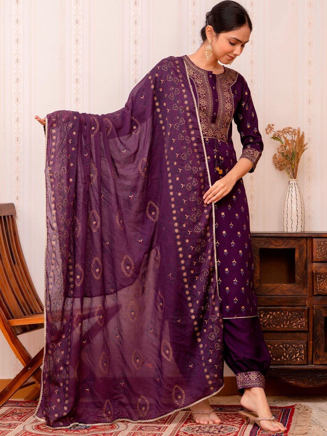 prakhya women purple kurta with dupatta