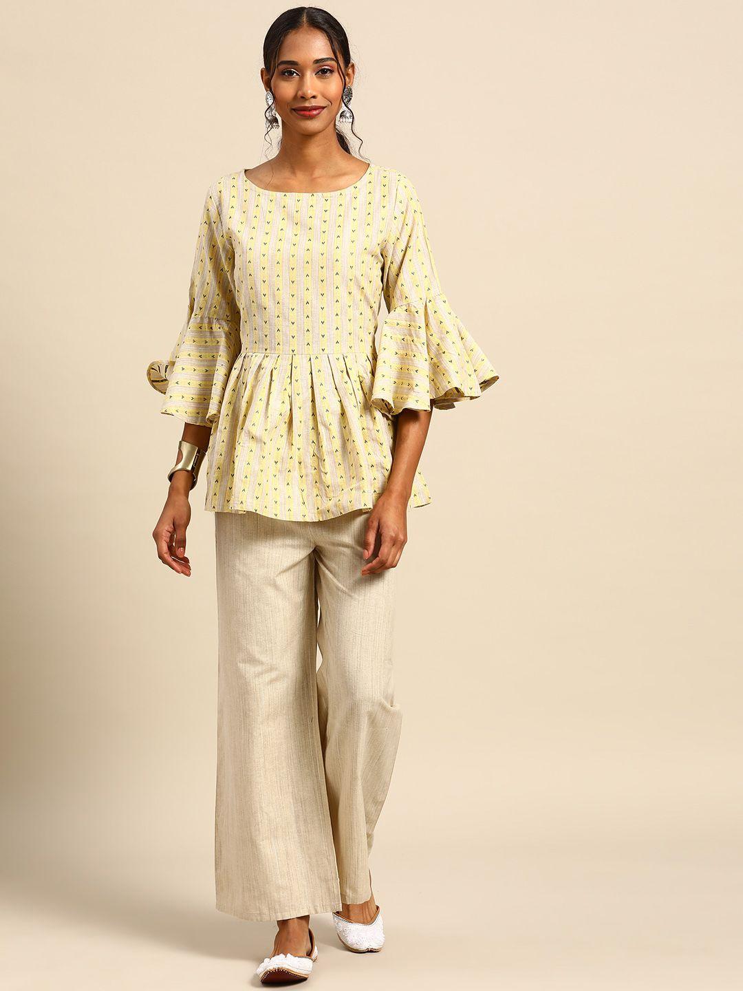 prakhya women yellow empire top with palazzos