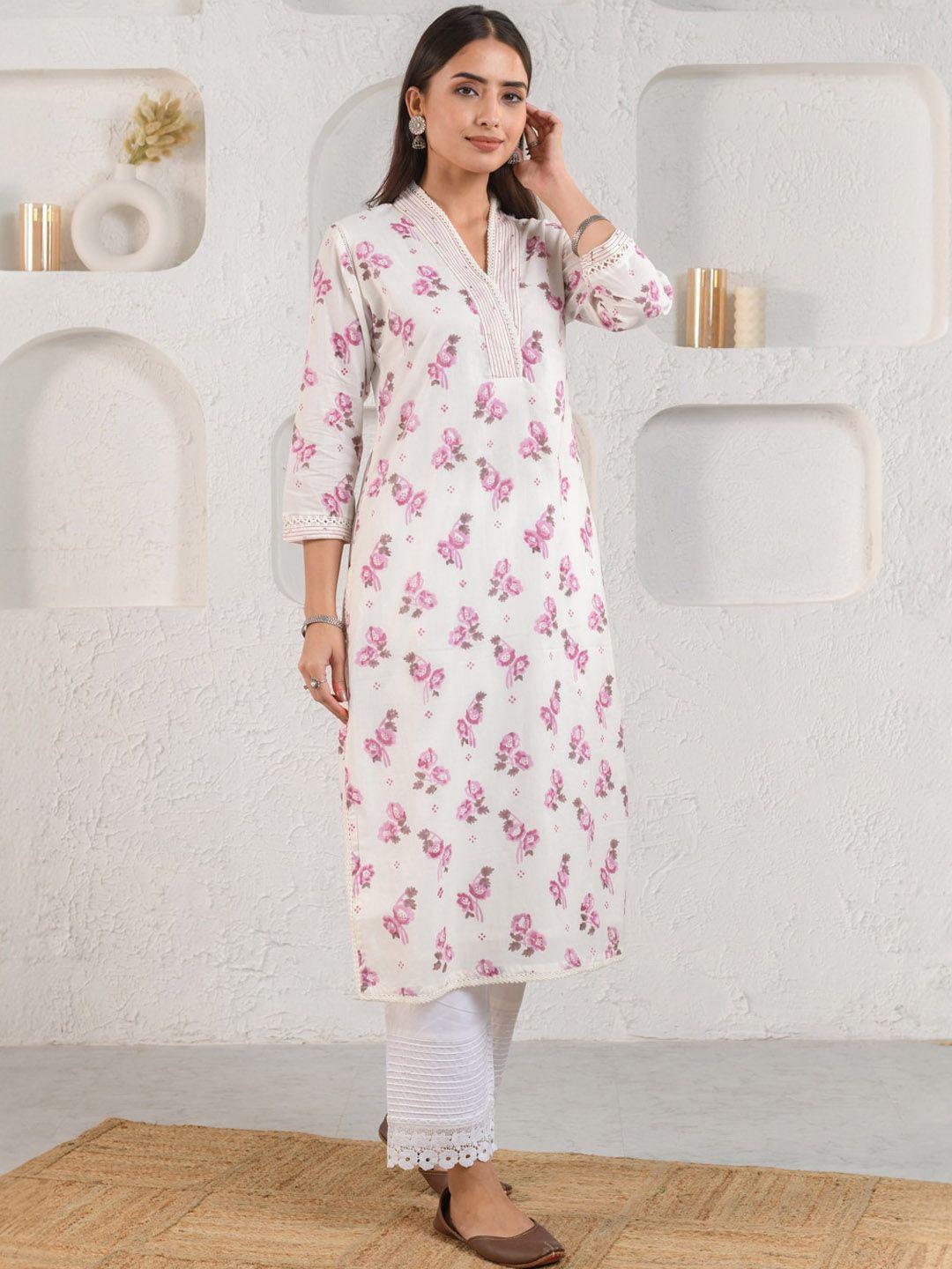 prakriti jaipur floral printed straight regular cotton kurta