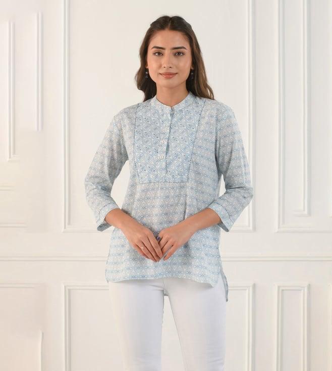 prakriti jaipur blue embroidered shirt