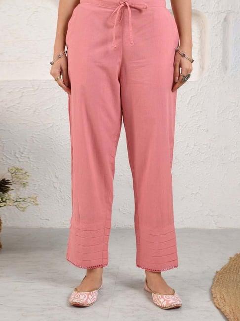 prakriti jaipur dusty pink pleated lace pants