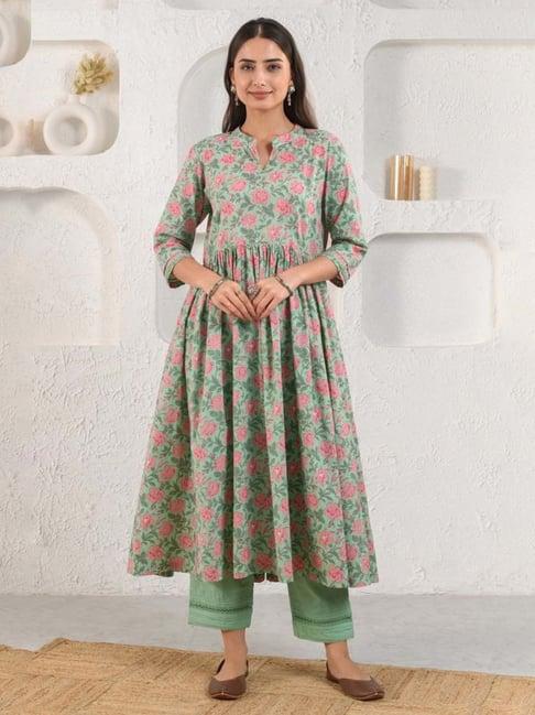 prakriti jaipur green bageecha gathered kurta