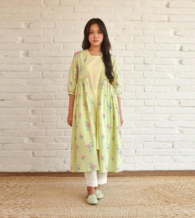 prakriti jaipur green flora kurta