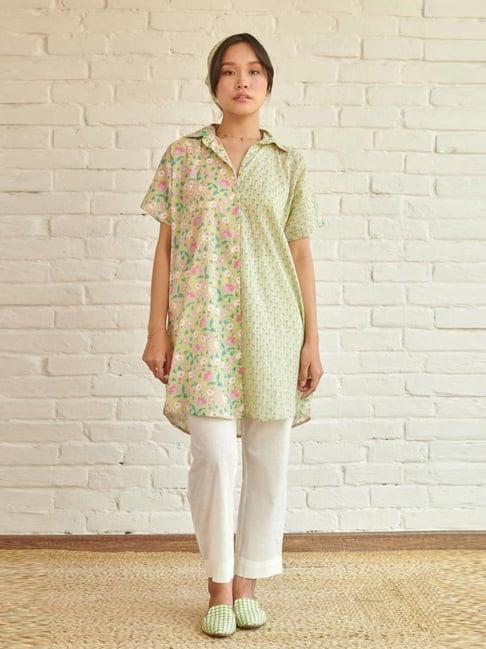 prakriti jaipur green lily oversized shirt