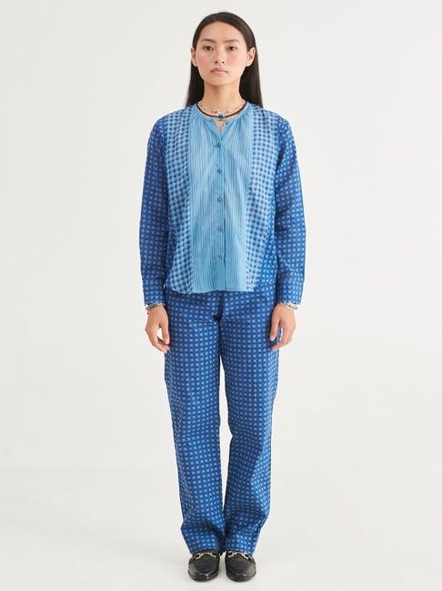 prakriti jaipur indigo checks co-ord set