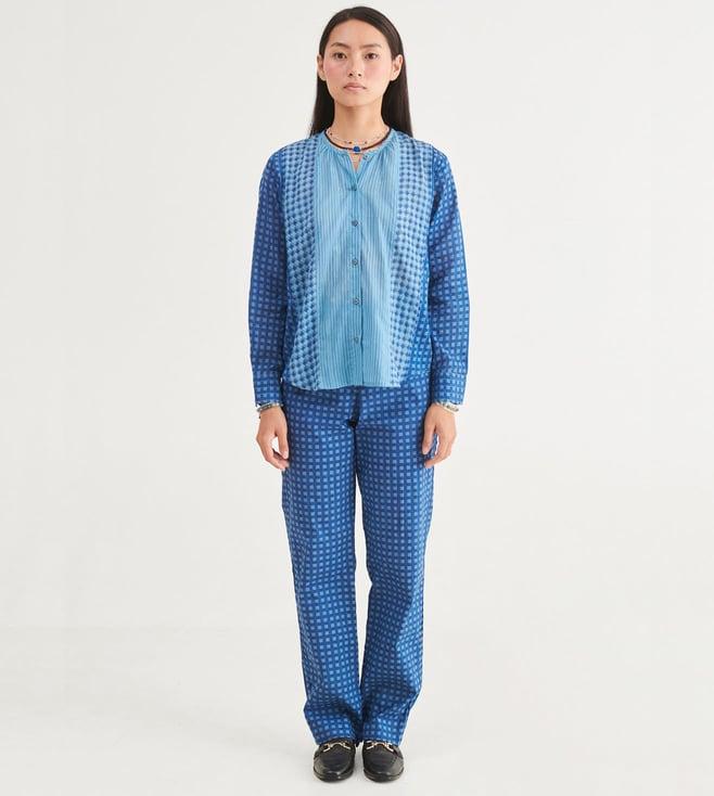 prakriti jaipur indigo checks co-ord set