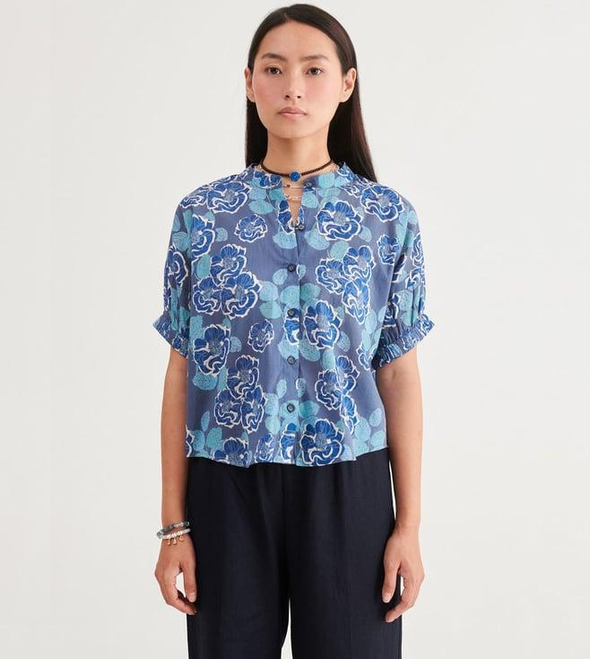 prakriti jaipur indigo floral shirt