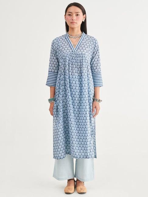 prakriti jaipur indigo gathered kurta