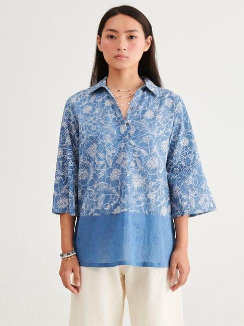 prakriti jaipur indigo panel shirt