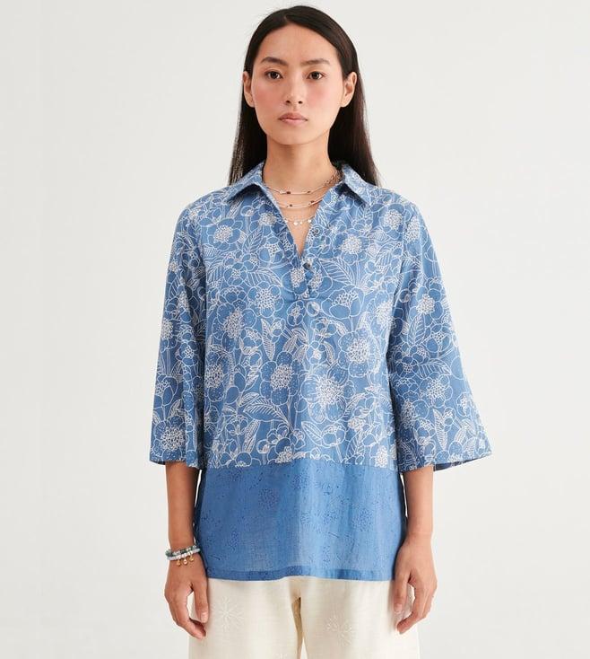 prakriti jaipur indigo panel shirt