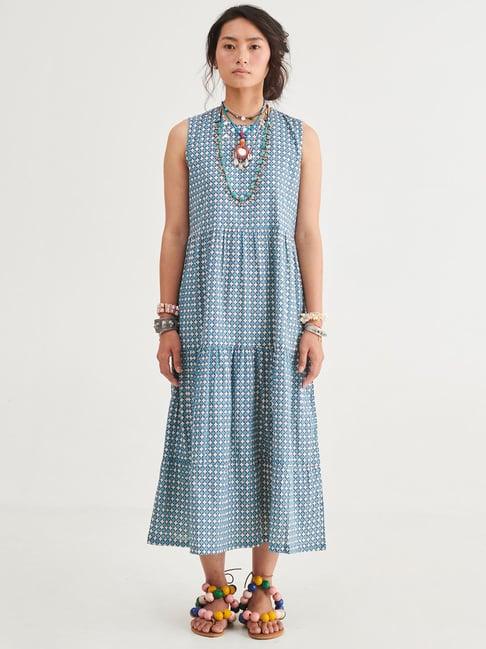 prakriti jaipur indigo star sleeveless dress