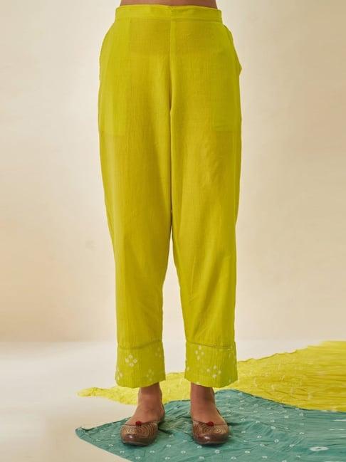 prakriti jaipur lime green dobby pant