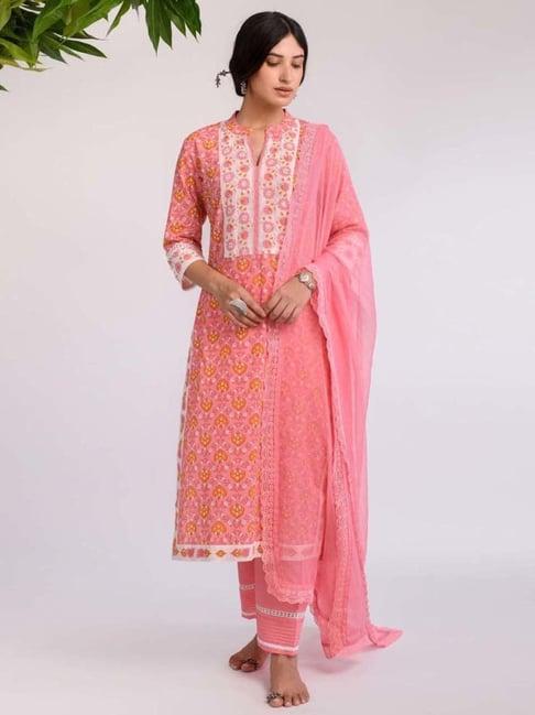 prakriti jaipur multi-color phool mandi pink sorbet kurta