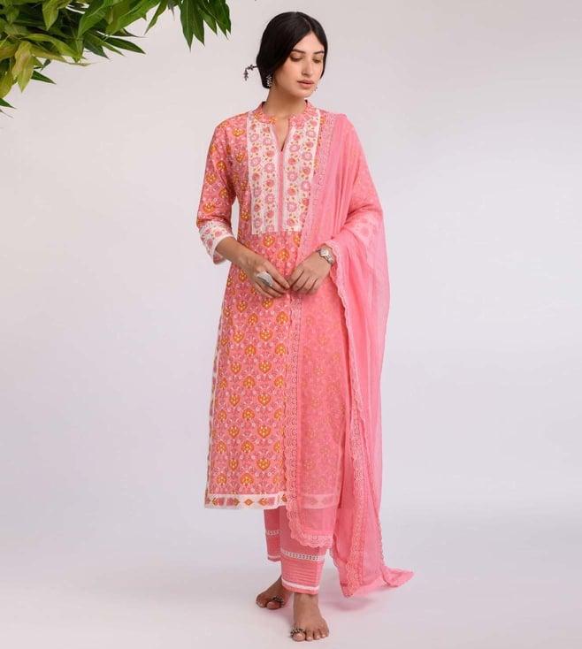 prakriti jaipur multi-color phool mandi pink sorbet kurta