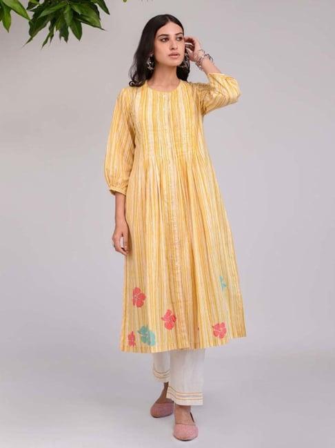 prakriti jaipur multi-color phool mandi summer morning pleated kurta