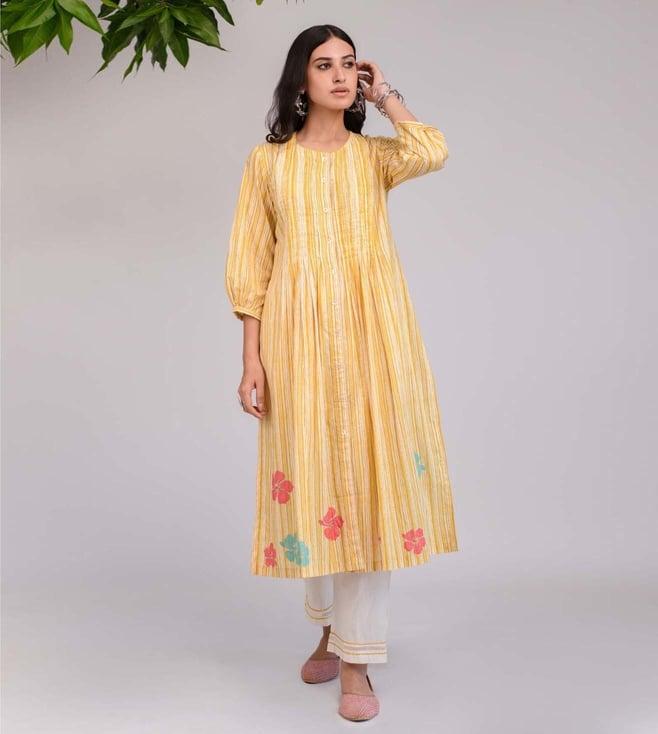 prakriti jaipur multi-color phool mandi summer morning pleated kurta