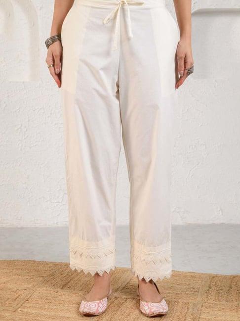 prakriti jaipur off-white lace pintucked pant