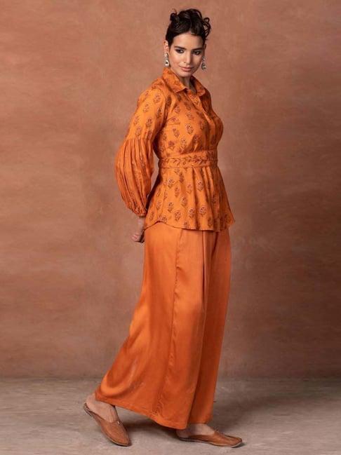 prakriti jaipur orange chaashini pleated pants